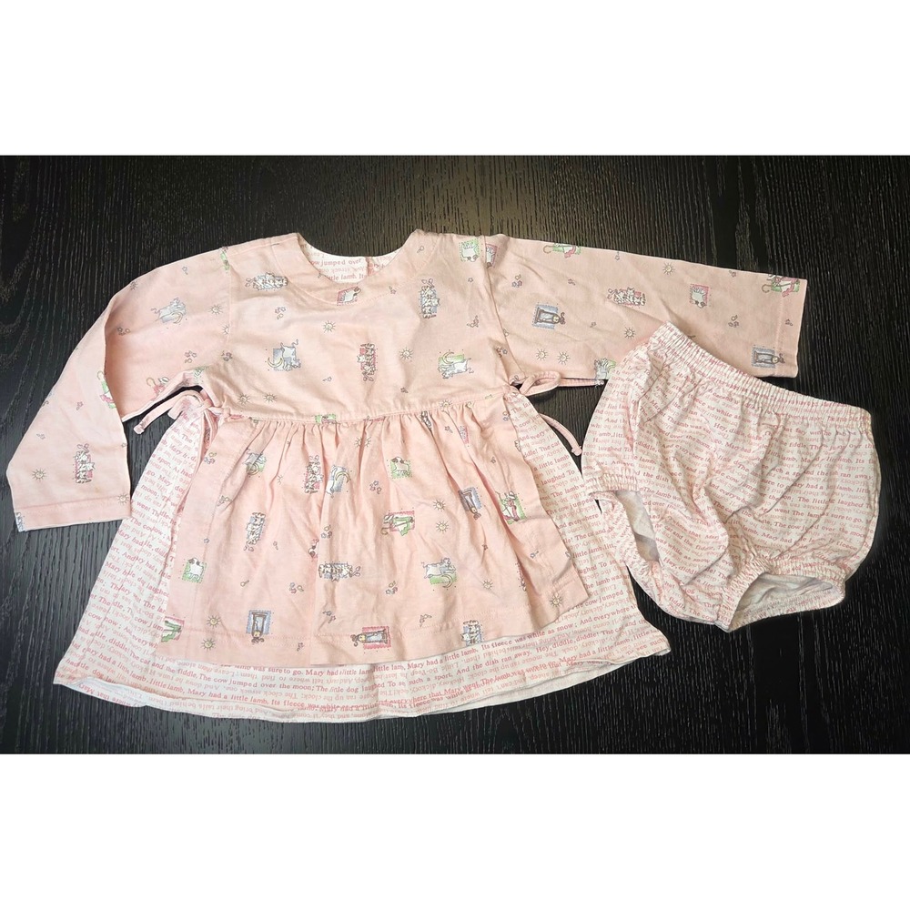 Carters Classics Vintage Baby Girl Nursery Rhyme Pink Dress Set 12-18M Cotton